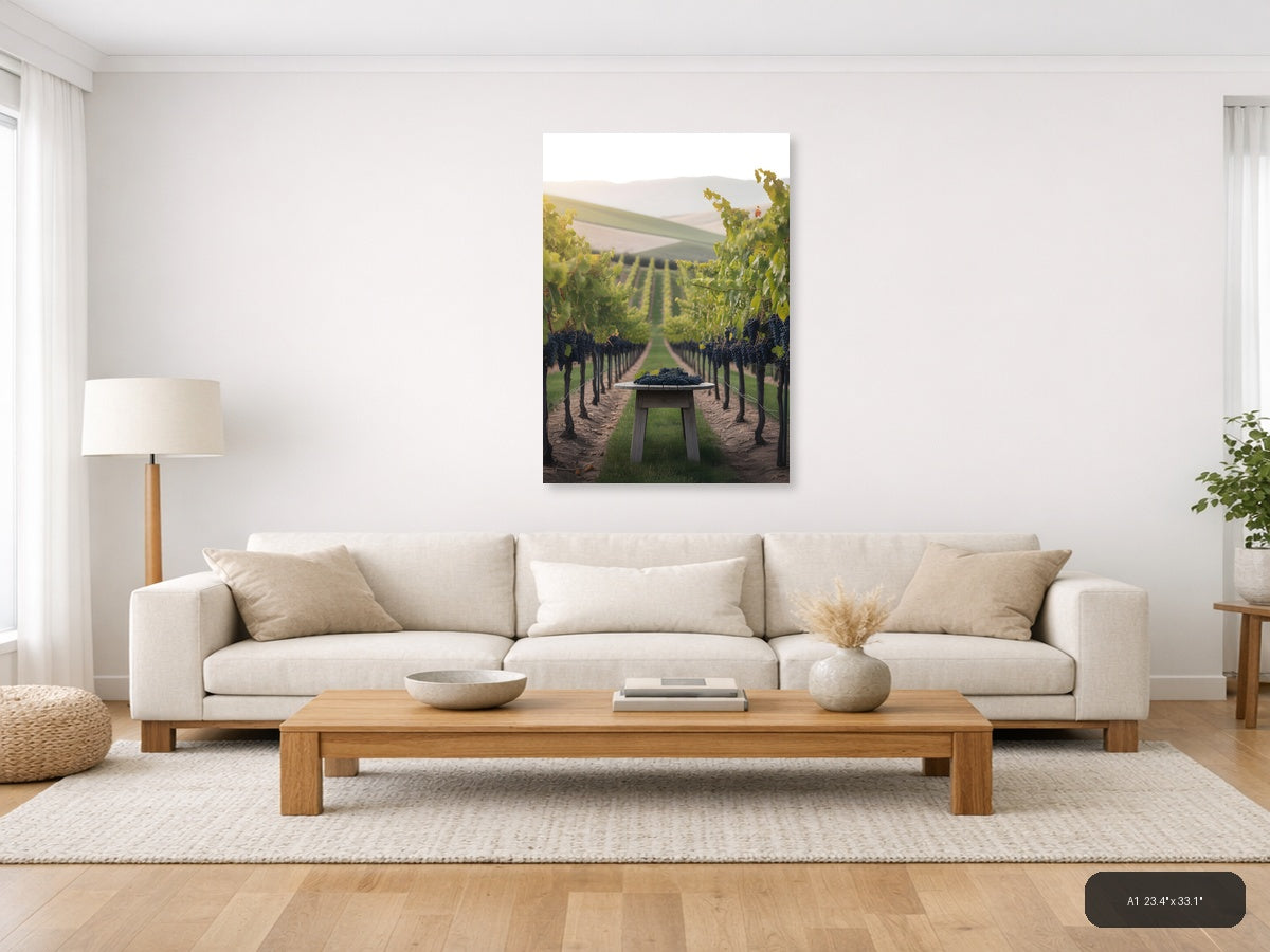 Vineyard Harvest at Sunset Minimalist Wall Art — A1 / Living Room