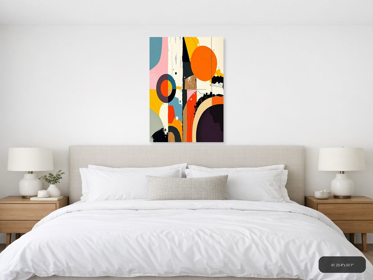 Vibrant Abstract Geometric Circles Modern Wall Art — A1 / Bedroom