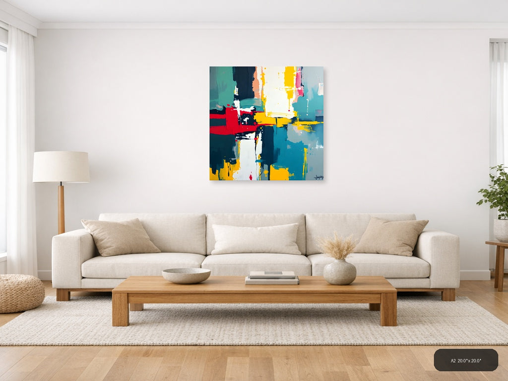 Vibrant Abstract Geometric Composition Modern Wall Art — A2 / Living Room