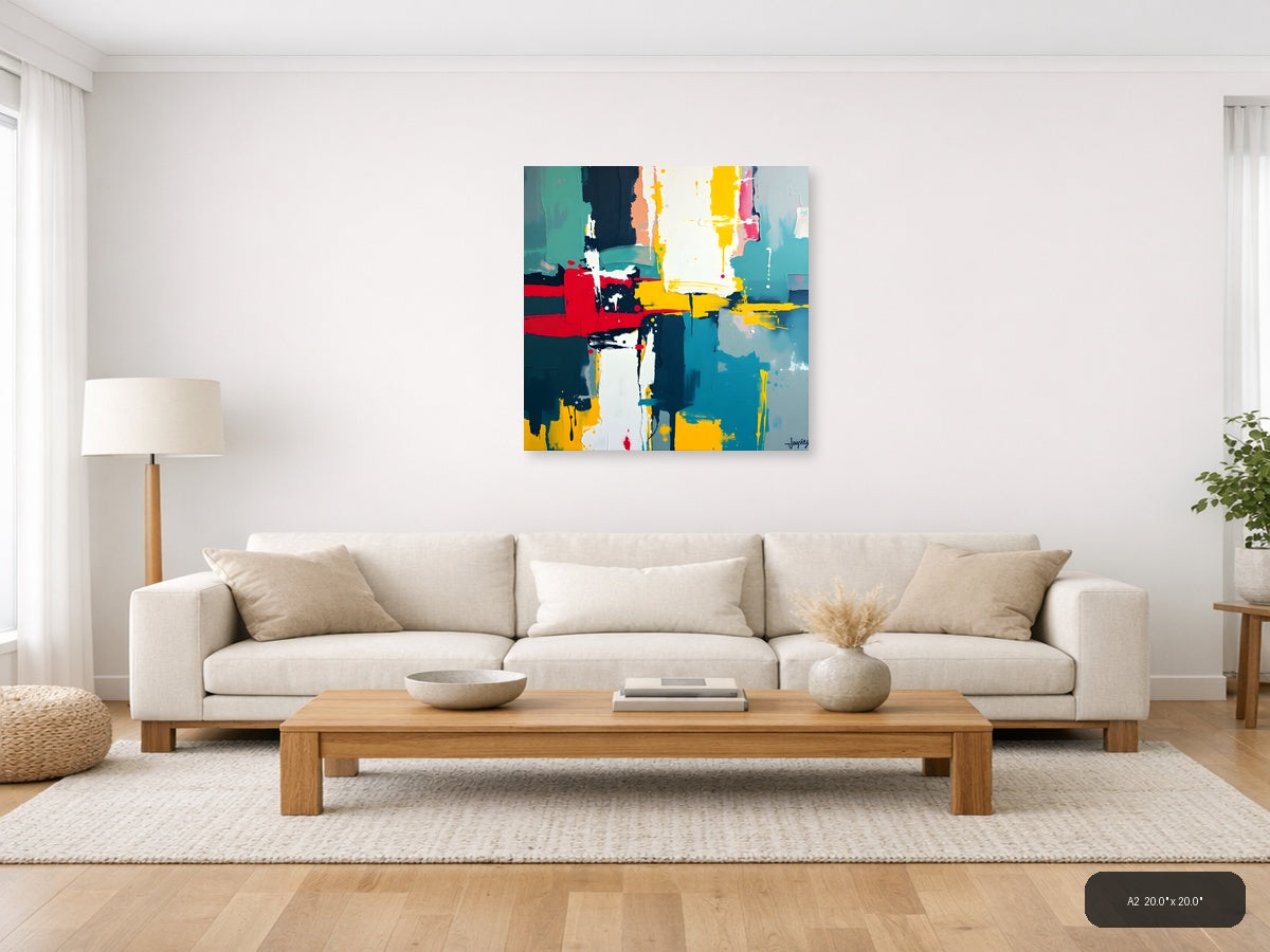 Vibrant Abstract Geometric Composition Modern Wall Art — A2 / Living Room