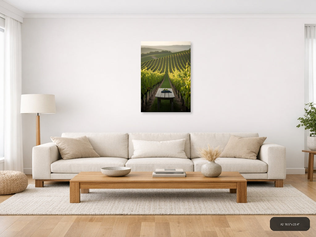 Vineyard Harvest Table Minimalist Wall Art — A2 / Living Room