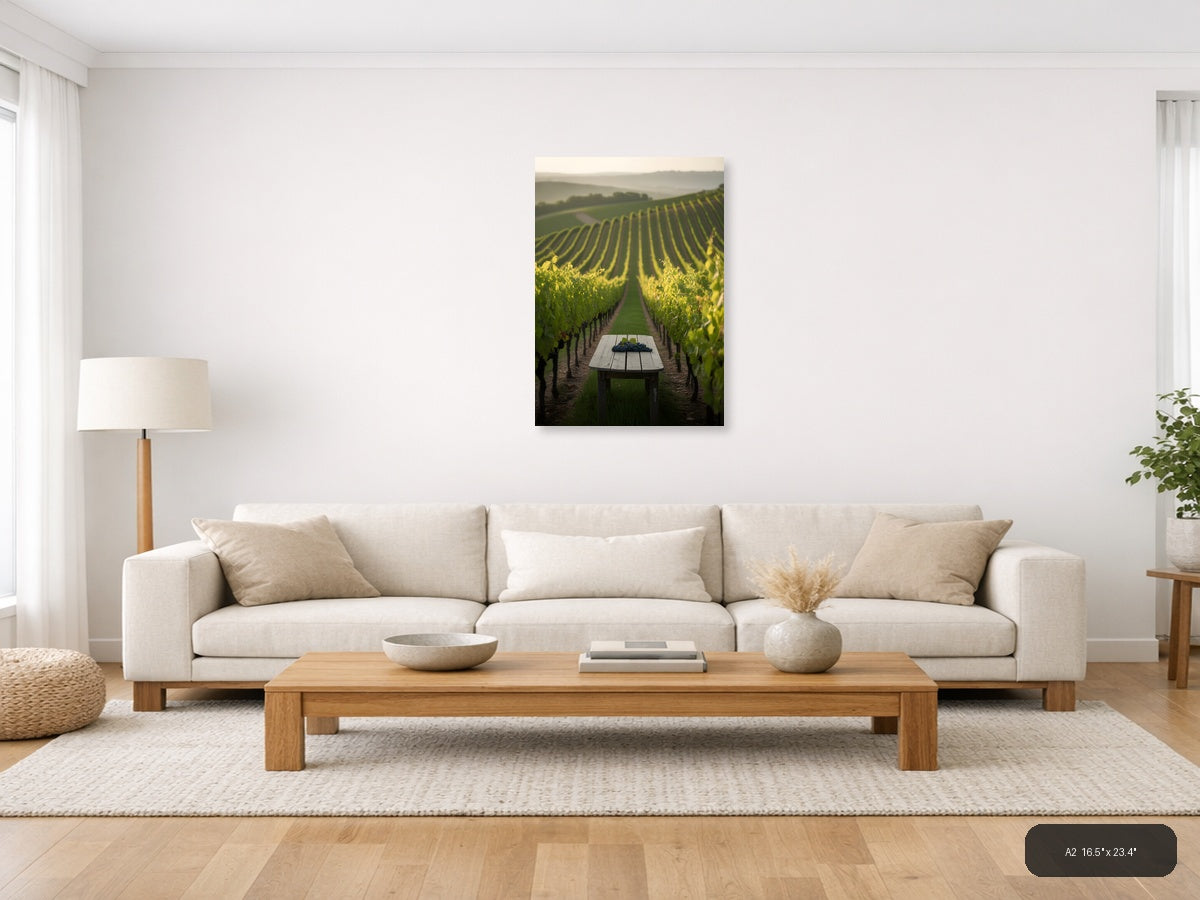 Vineyard Harvest Table Minimalist Wall Art — A2 / Living Room