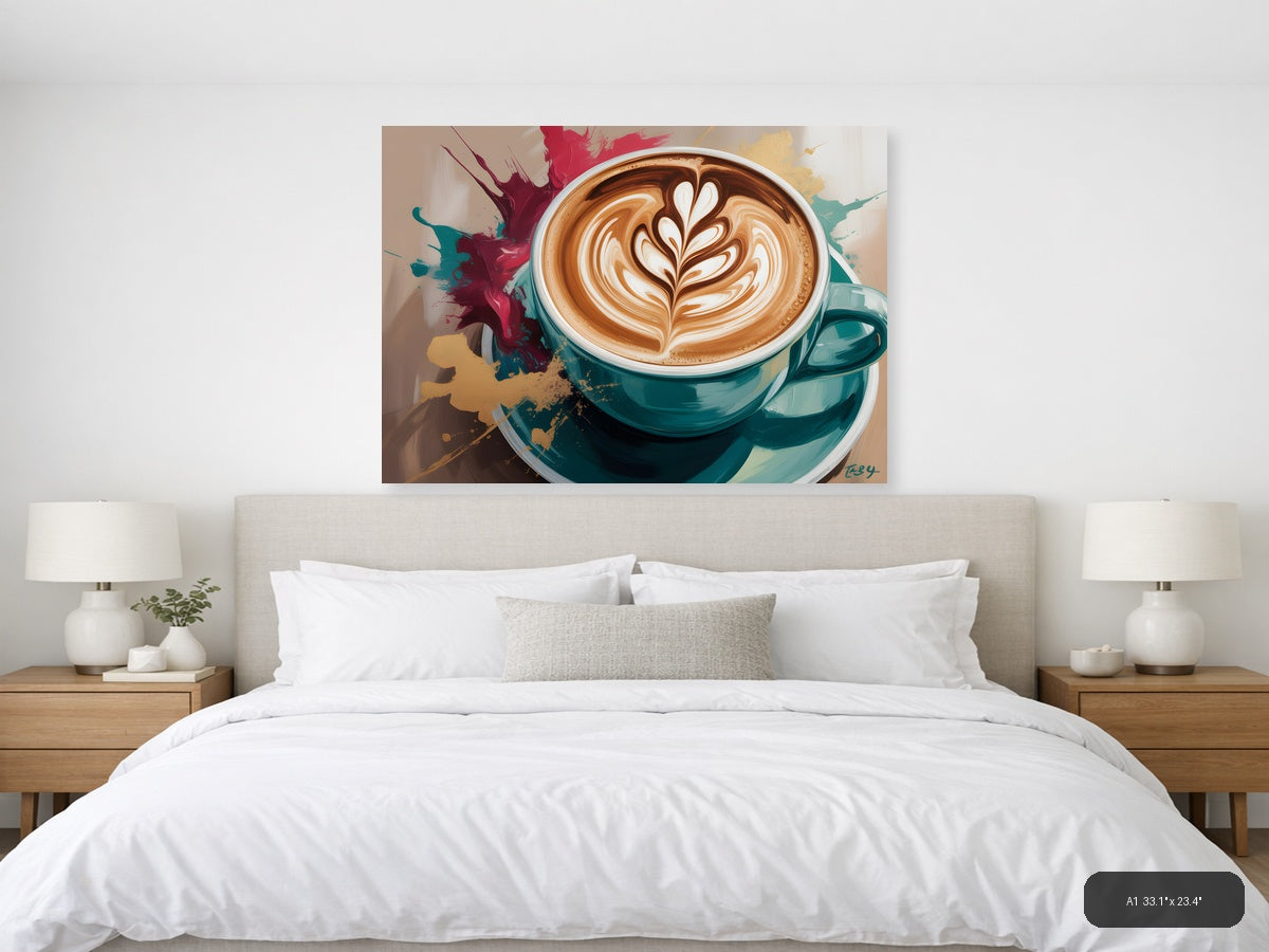 Abstract Coffee Cup Latte Art Splatter Wall Art — A1 / Bedroom