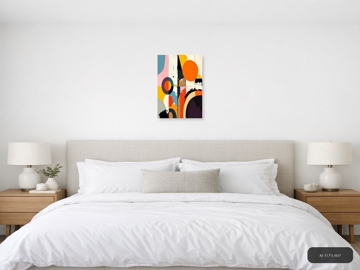Vibrant Abstract Geometric Circles Modern Wall Art — A3 / Bedroom