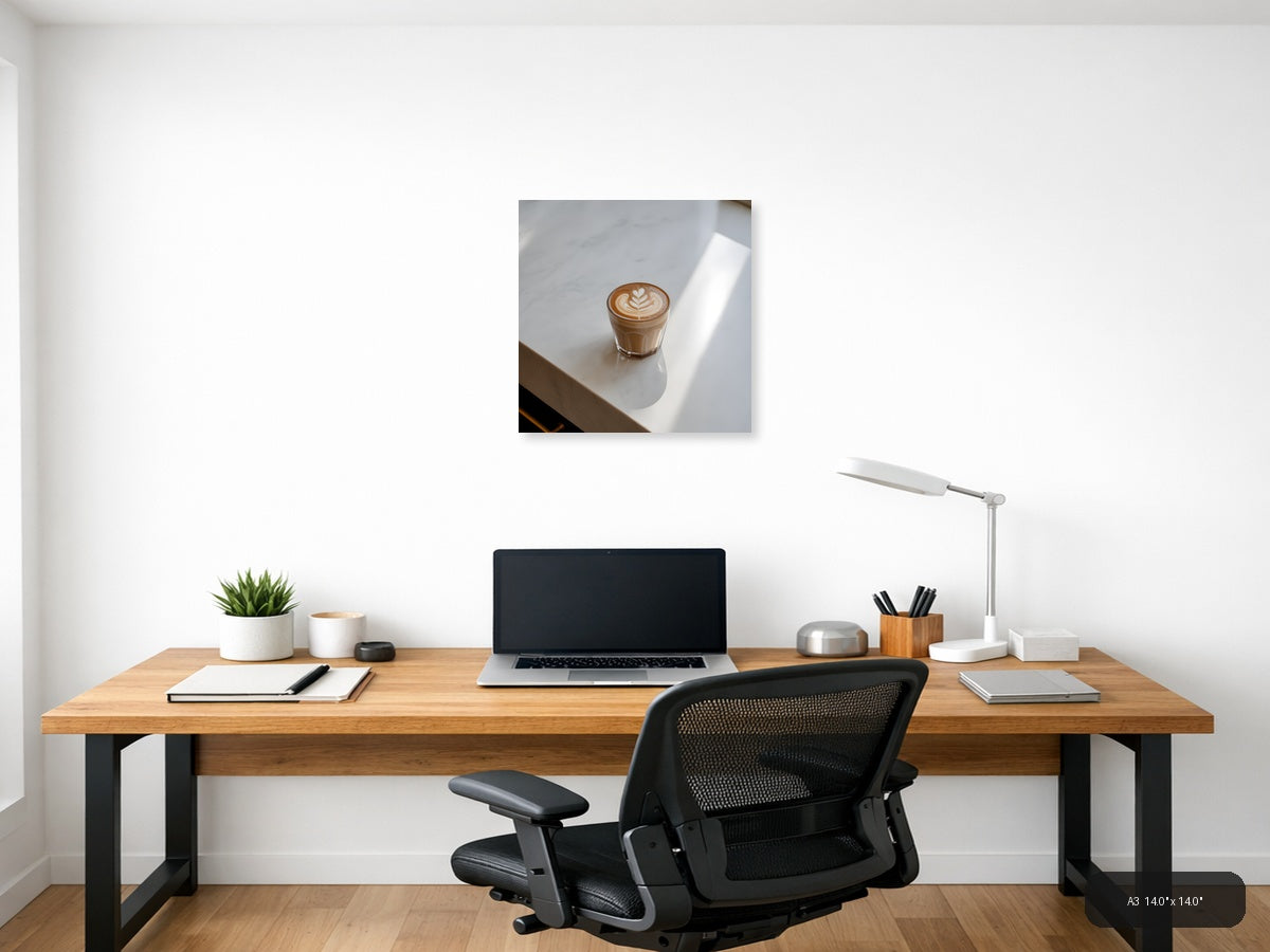 Minimalist Coffee Cup Latte Art Wall Art — A3 / Office