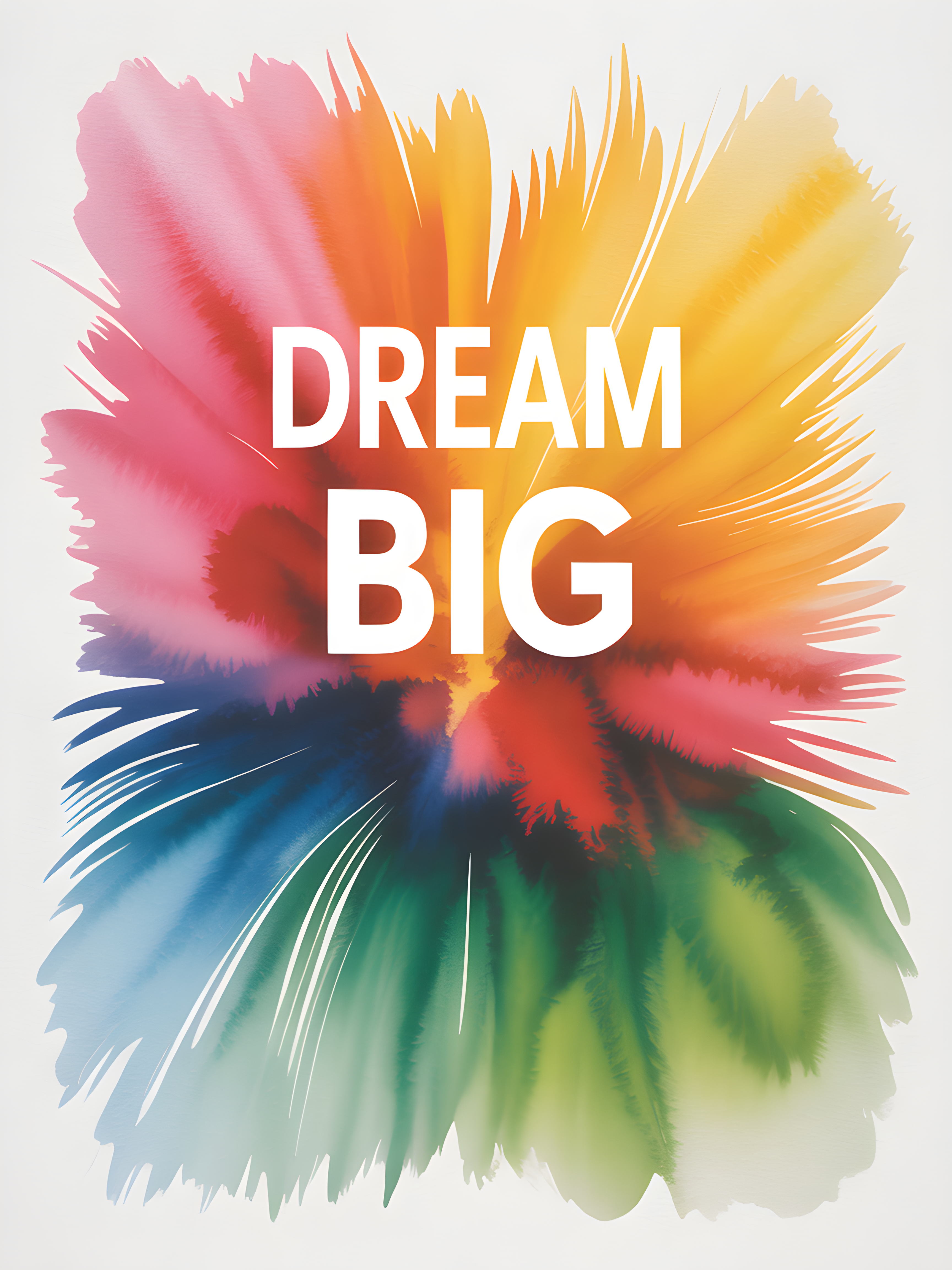 Dream Big Watercolor Burst Motivational Wall Art