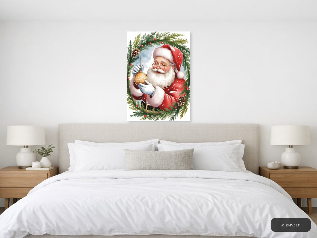 Santa Claus Christmas Watercolor Portrait Wall Art — A1 / Bedroom