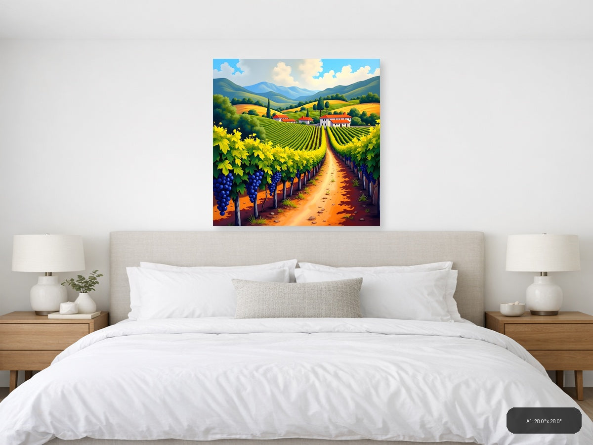 Tuscan Vineyard Landscape Abstract Wall Art — A1 / Bedroom