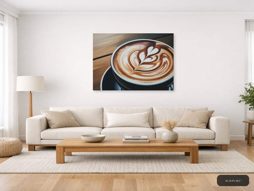 Abstract Latte Art Coffee Cup Landscape Wall Art — A2 / Living Room