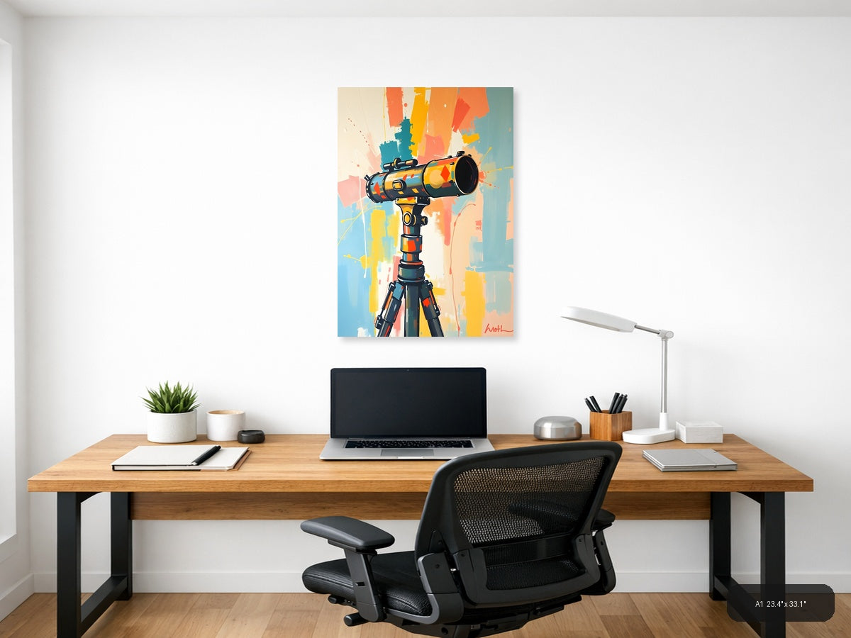Abstract Telescope Illustration Modern Colorful Wall Art — A1 / Office