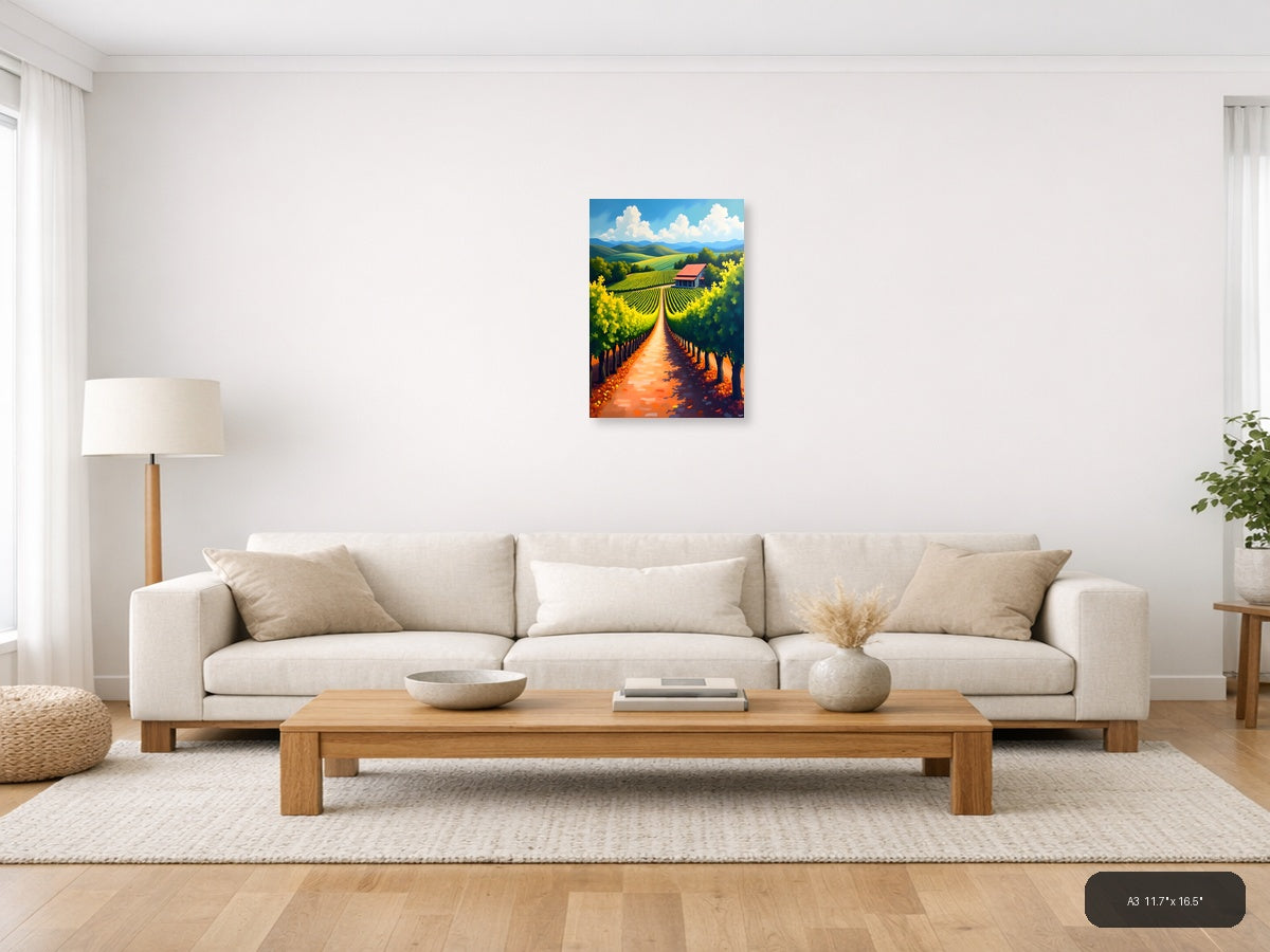 Vineyard Path Landscape Abstract Wall Art — A3 / Living Room