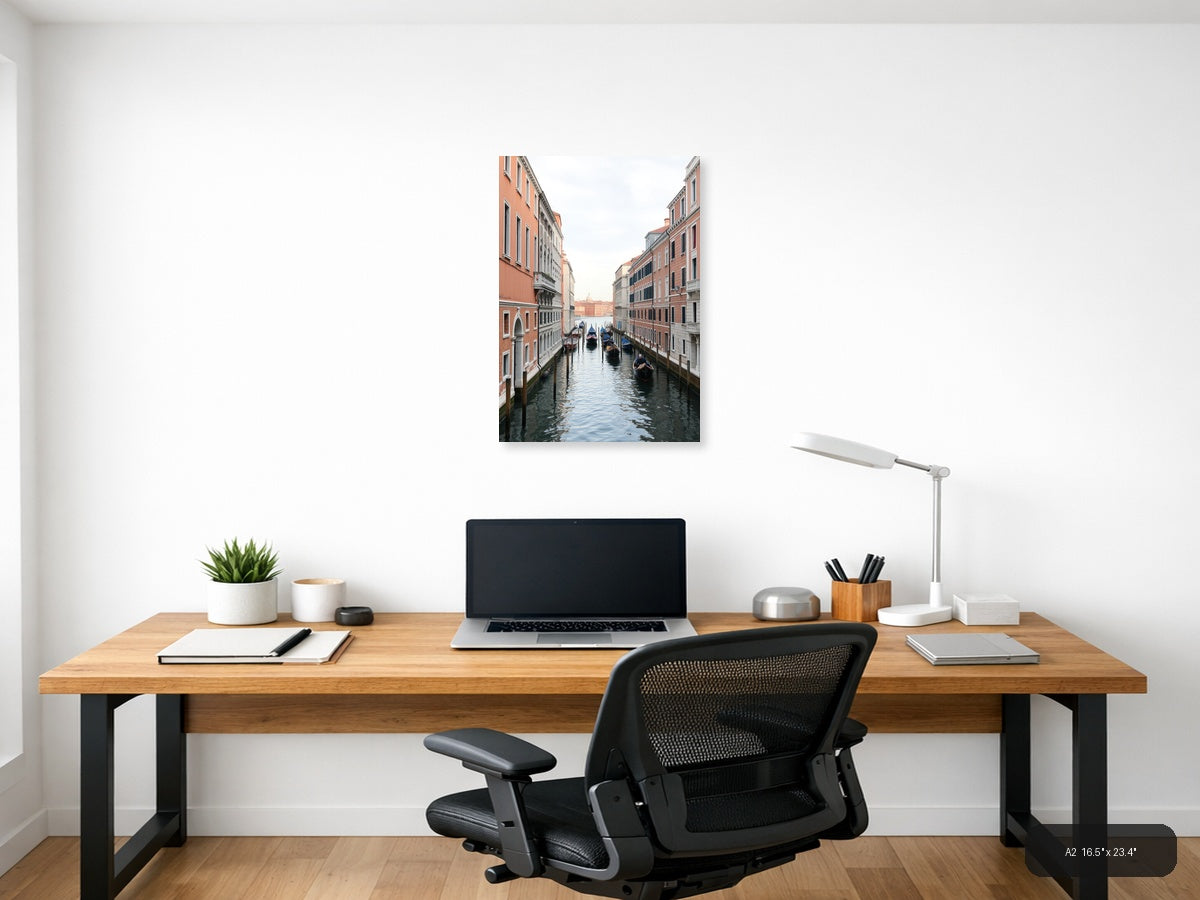 Venice Canal Gondolas & Architecture | Minimalist Travel Wall Art — A2 (Office)