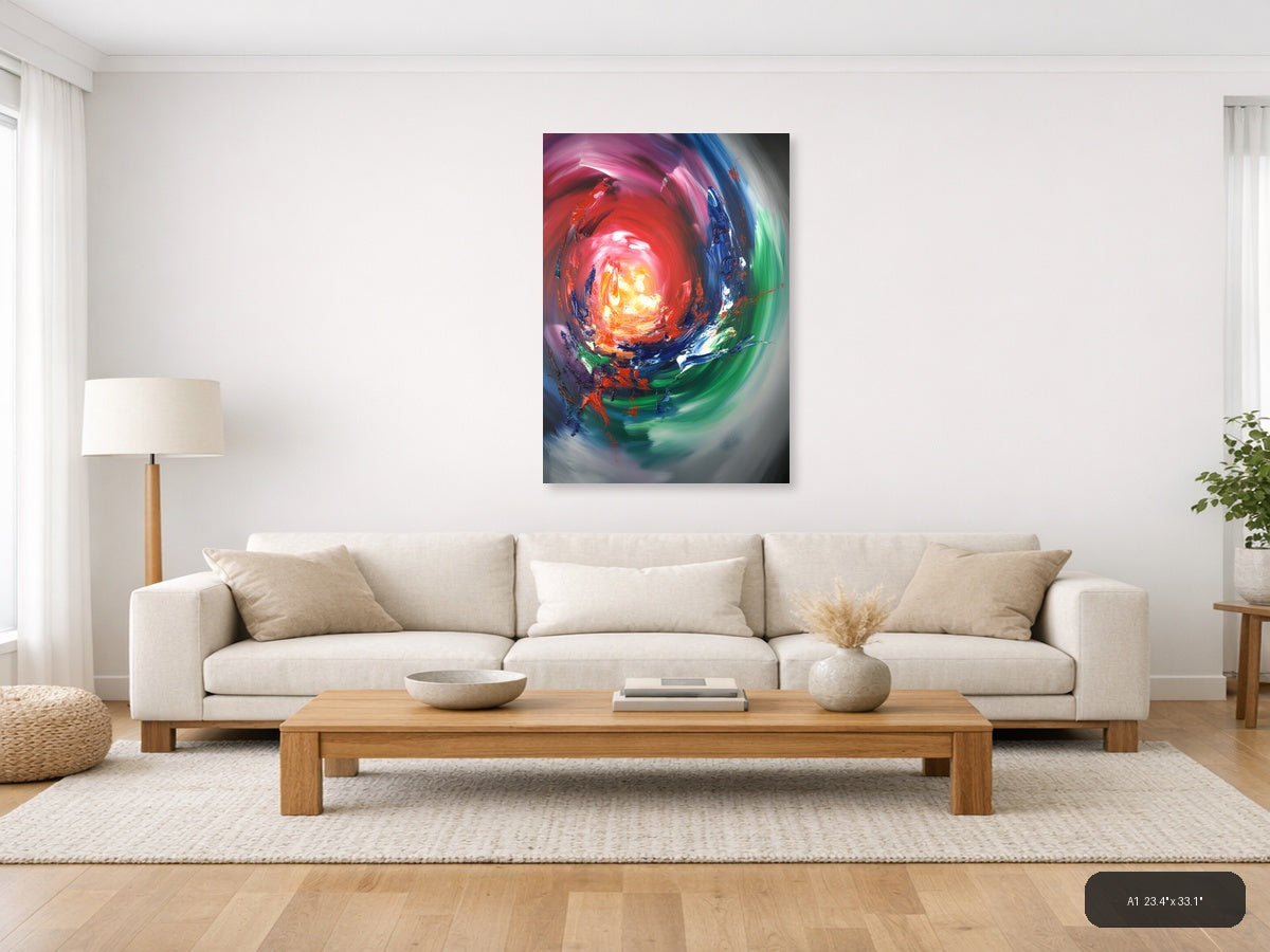 Radiant Cosmic Energy Abstract Spiral Wall Art — A1 / Living Room