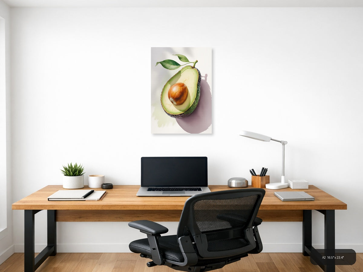 Avocado — Watercolor (Portrait) Canvas Print | Watercolor Wall Art | A4 A3 A2 A1 — A2 / Office
