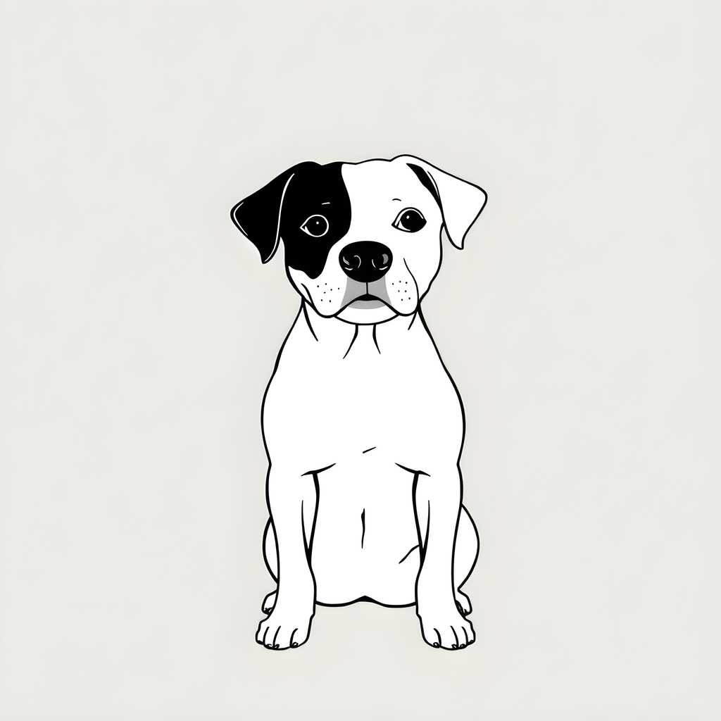 Black and White Dog Portrait Minimalist Wall Art