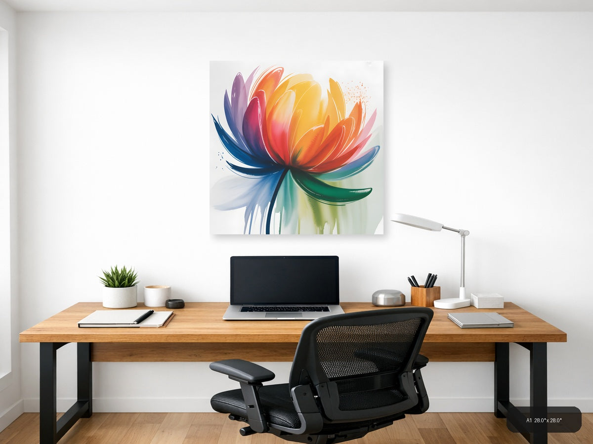 Colorful Watercolor Lotus Flower Wall Art — A1 / Office