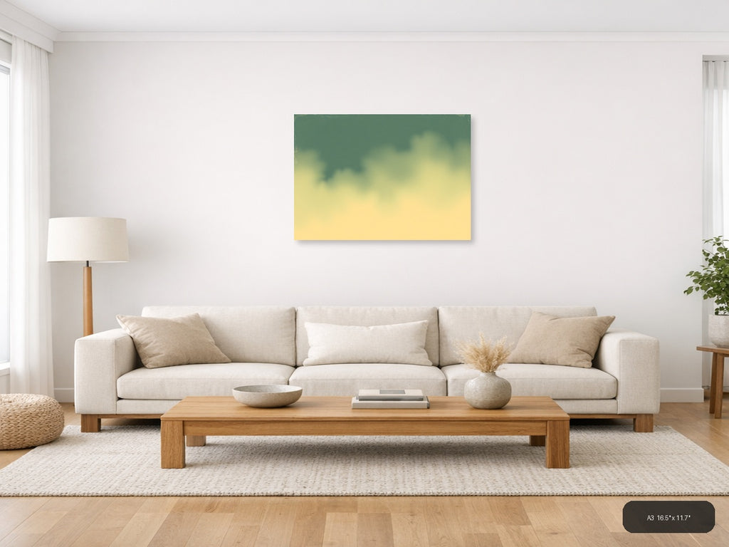 Vintage Gradient Sky with Soft Clouds Wall Art — A3 / Living Room