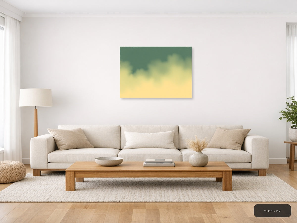 Vintage Gradient Sky with Soft Clouds Wall Art — A3 / Living Room