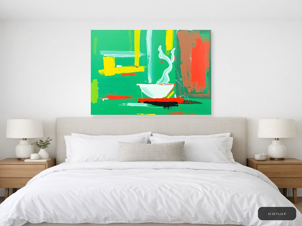 Abstract Bathroom Sink Bowl Green Modern Wall Art — A1 / Bedroom