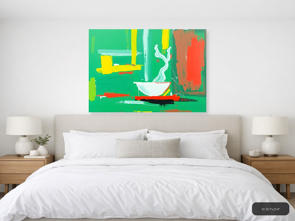 Abstract Bathroom Sink Bowl Green Modern Wall Art — A1 / Bedroom