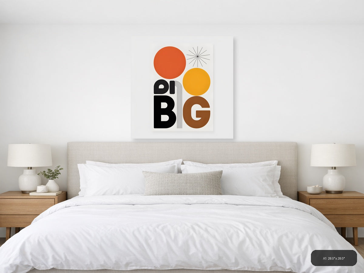 Minimalist Big Retro Sun Circle Geometric Wall Art — A1 / Bedroom