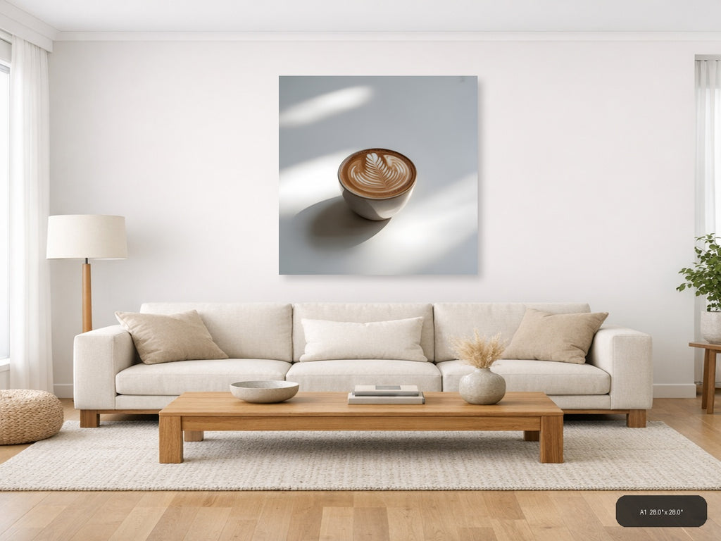 Minimalist Latte Art Coffee Cup Wall Art — A1 / Living Room