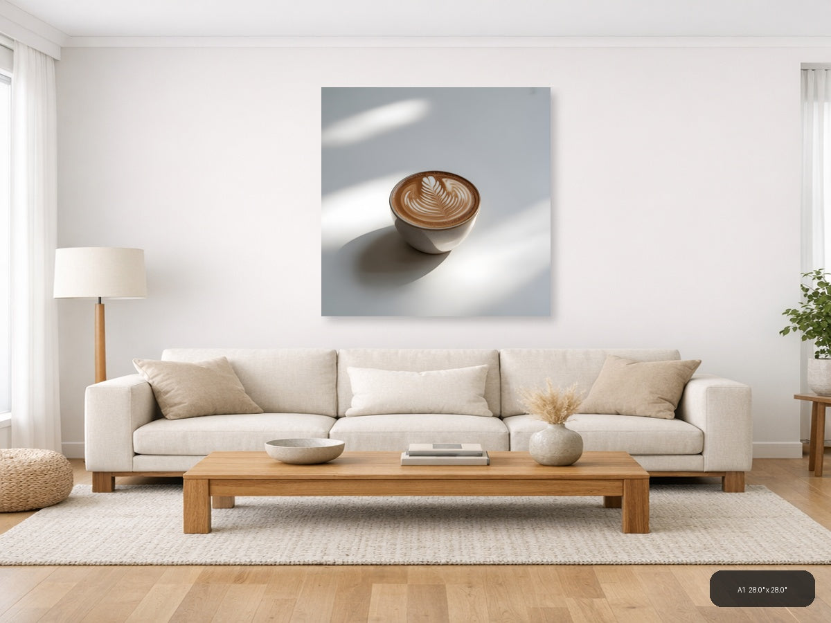 Minimalist Latte Art Coffee Cup Wall Art — A1 / Living Room