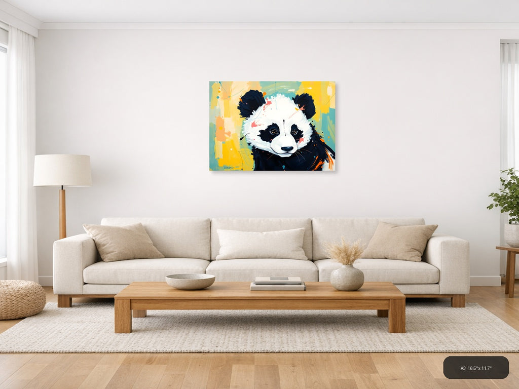 Abstract Panda Face Pop Art Modern Wall Art — A3 / Living Room