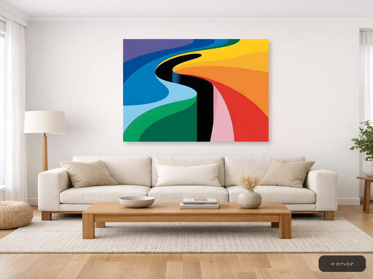 Colorful Abstract Waves Modern Photography Wall Art — A1 / Living Room