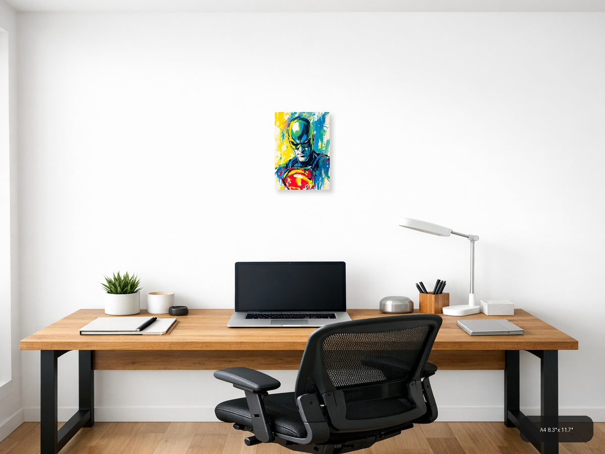 Abstract Superhero Portrait Colorful Modern Wall Art — A4 / Office