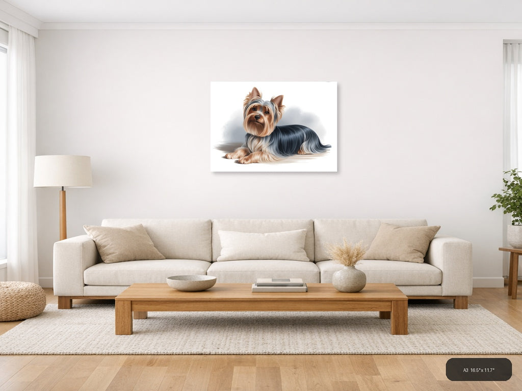 Shih Tzu Puppy Portrait Minimalist Wall Art — A3 / Living Room