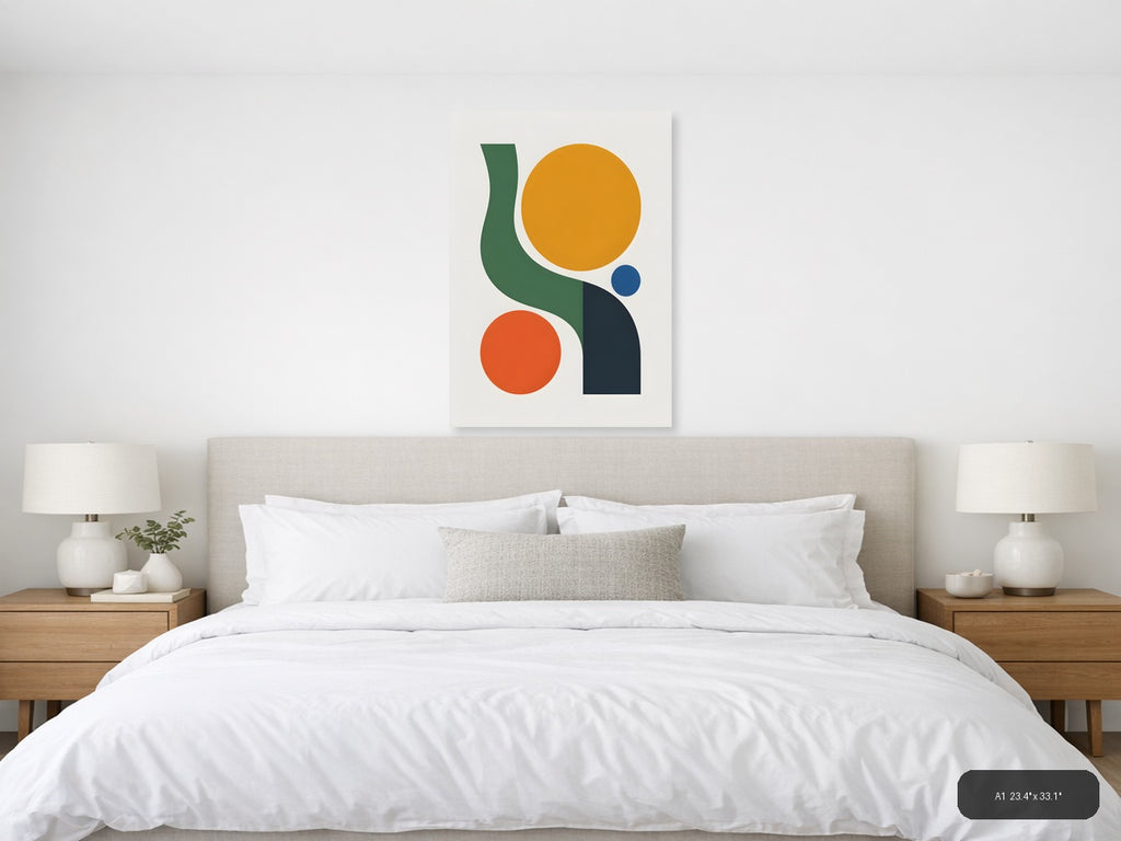 Minimalist Abstract Geometric Shapes Circles Wall Art — A1 / Bedroom