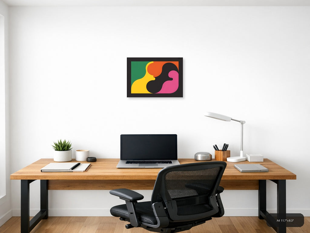 Abstract Geometric Faces Colorful Modern Wall Art — A4 / Office