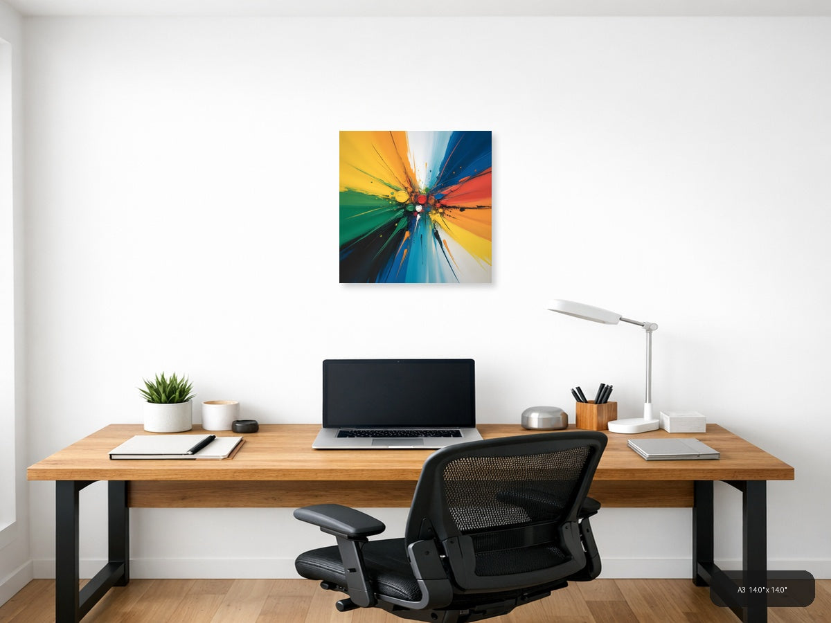 Colorful Paint Explosion Abstract Canvas Wall Art — A3 / Office