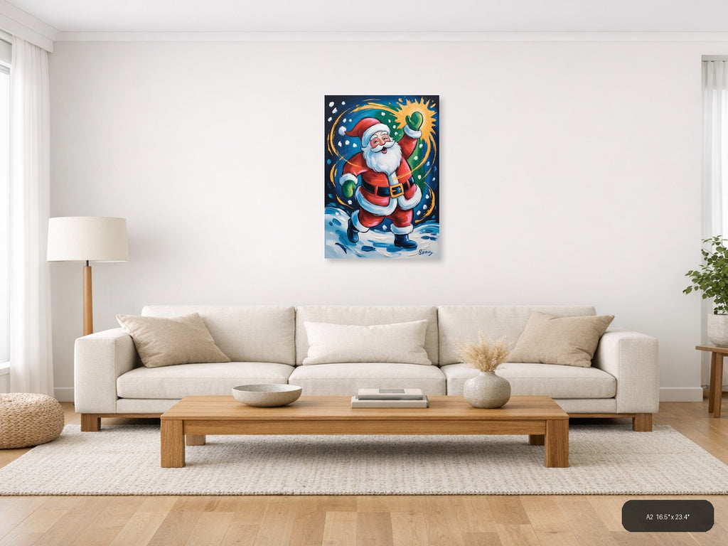 Jolly Santa Claus Abstract Portrait Wall Art — A2 / Living Room