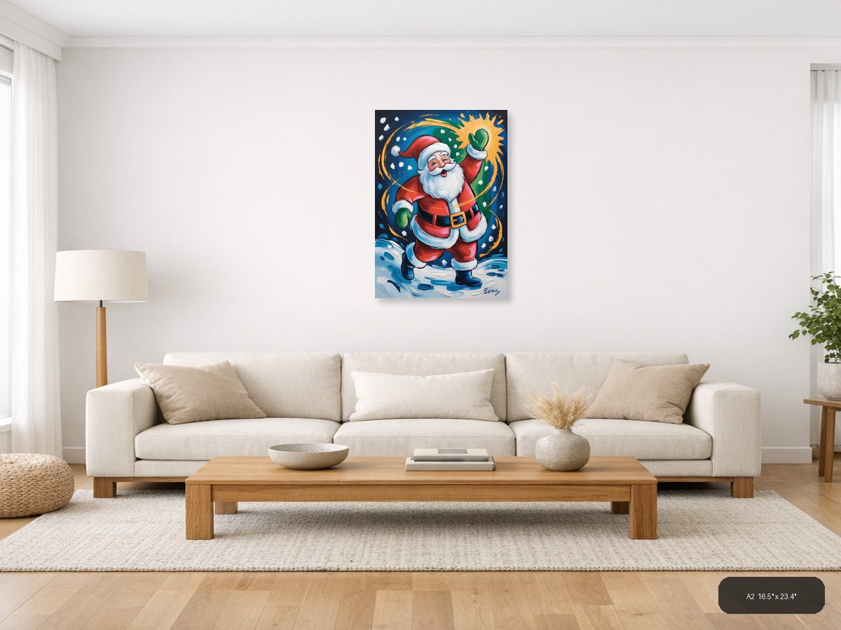 Jolly Santa Claus Abstract Portrait Wall Art — A2 / Living Room