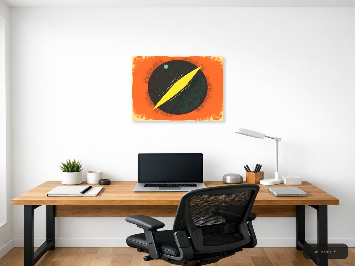 Vintage Cosmic Eye Lightning Bolt Wall Art — A3 / Office