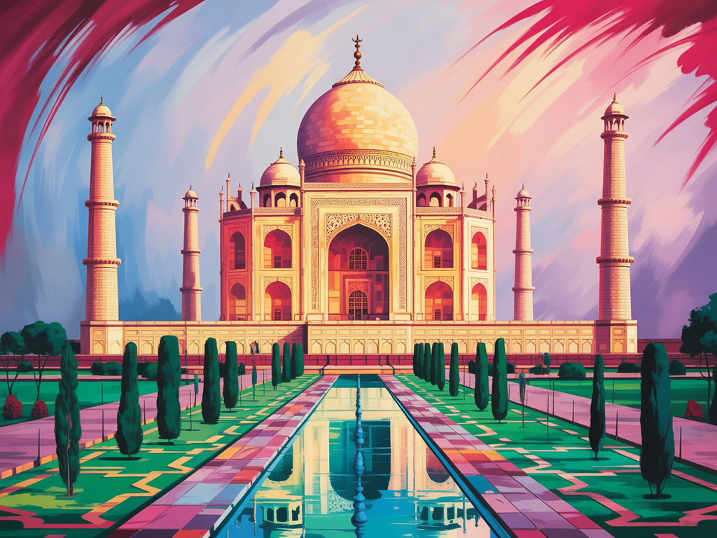 Taj Mahal Abstract Landscape with Reflecting Pool Wall Art