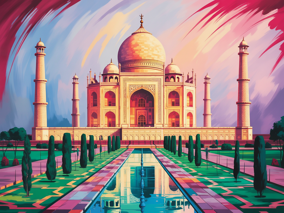 Taj Mahal Abstract Landscape with Reflecting Pool Wall Art