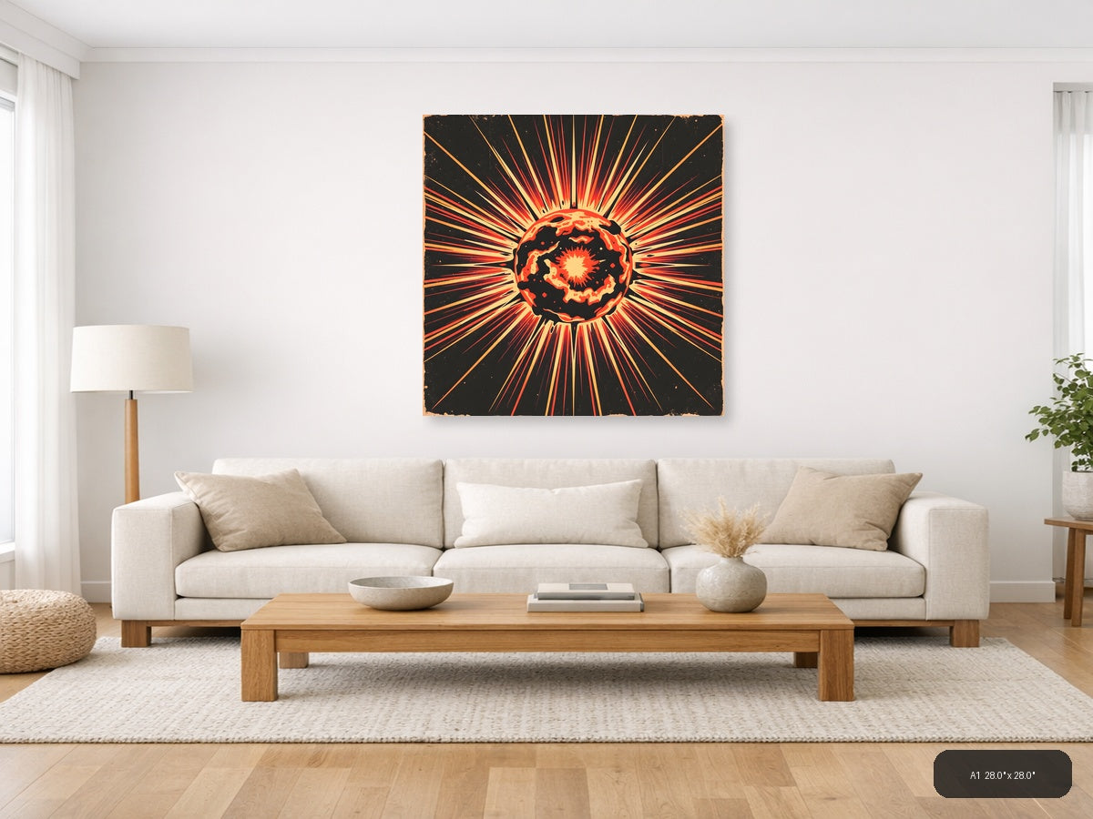 Vintage Explosion Sun Burst Retro Wall Art — A1 / Living Room