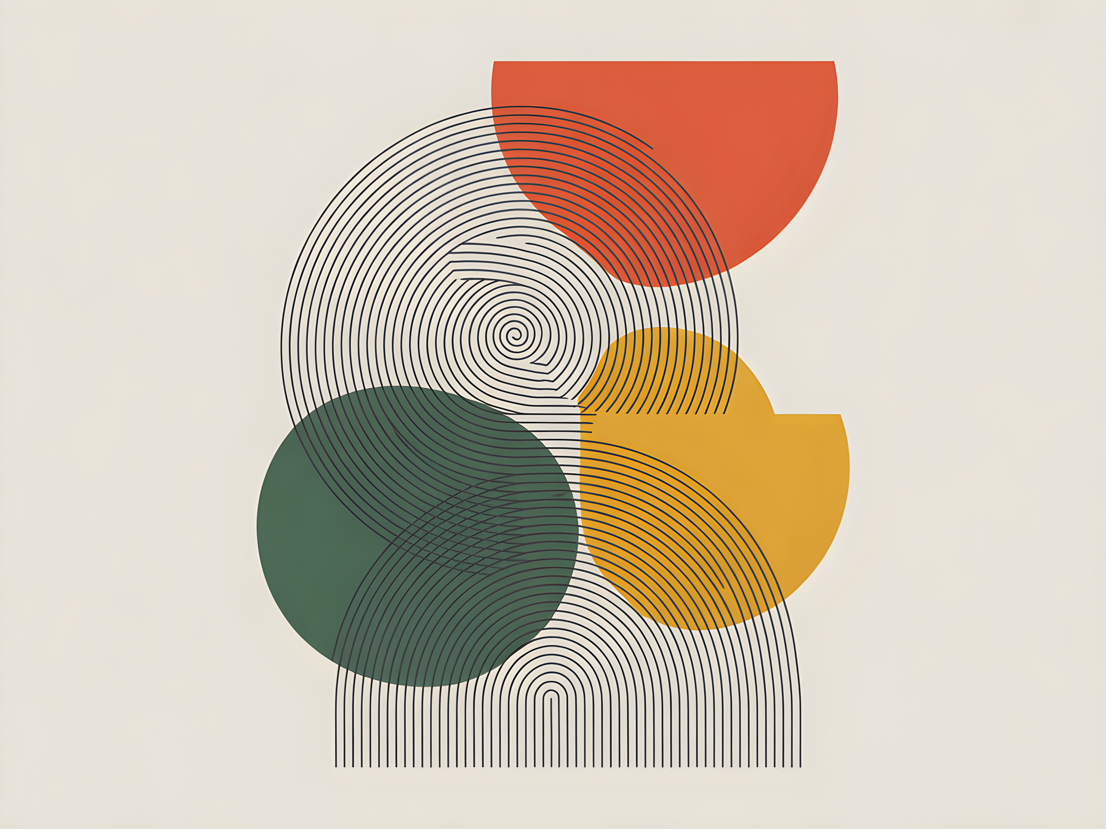 Abstract Line Art with Geometric Shapes Wall Art