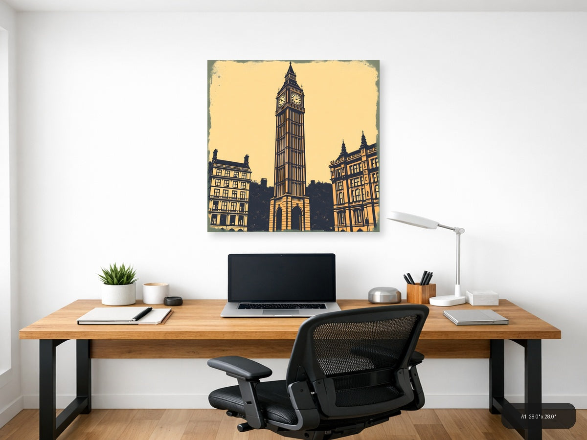 Big Ben Clock Tower Vintage London Wall Art — A1 / Office