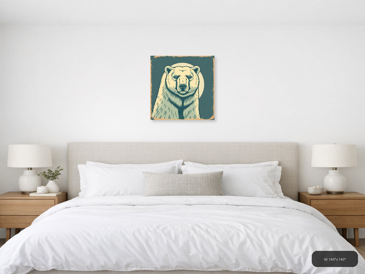 Vintage Bear Portrait Square Wall Art — A3 / Bedroom