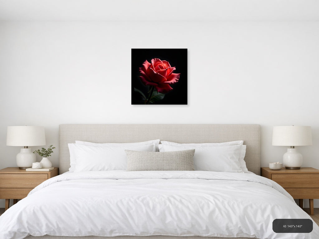 Red Rose Bloom on Black - Fine Art Photography Wall Art — A3 / Bedroom
