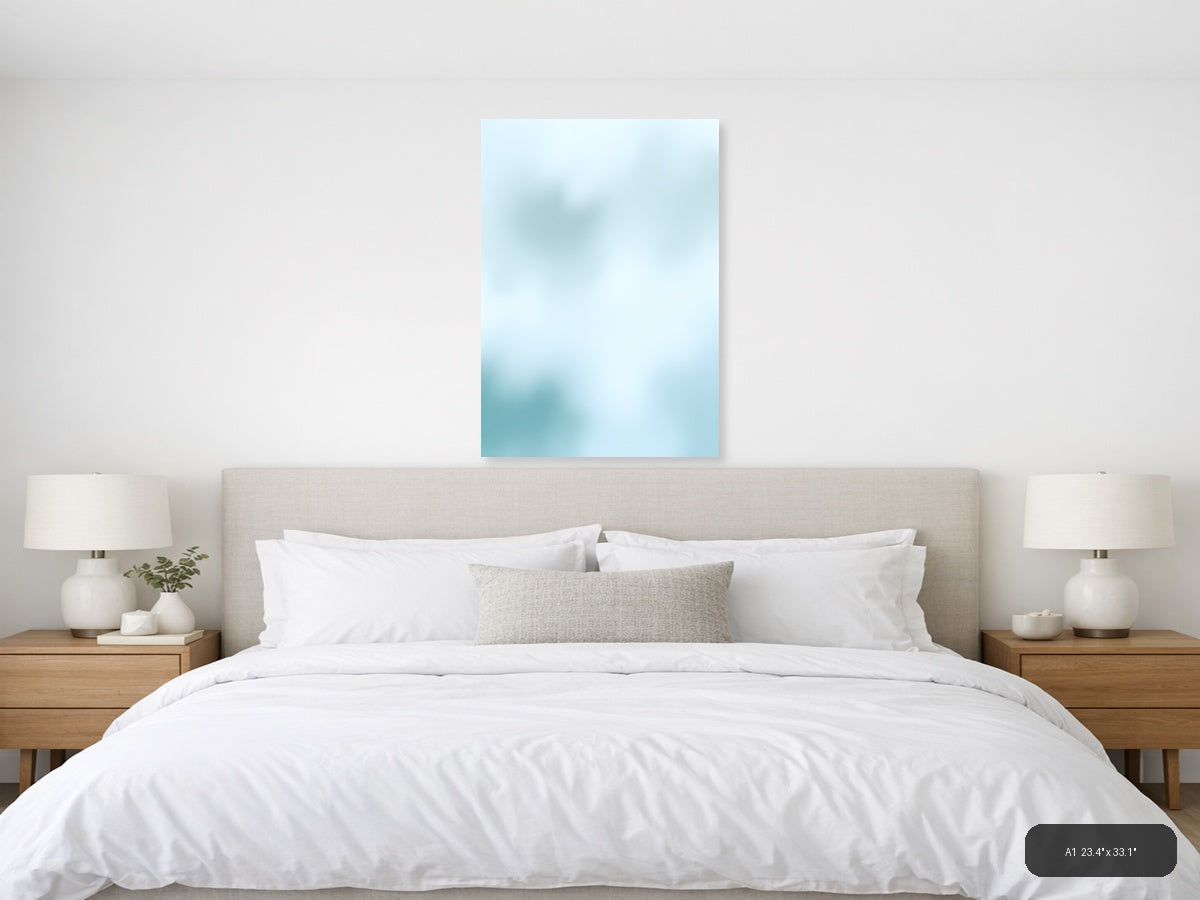 Serene Blue Watercolor Abstract Gradient Wall Art — A1 / Bedroom