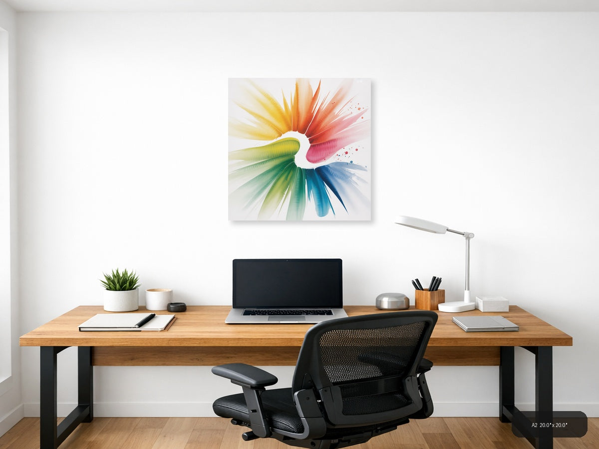 Rainbow Color Wheel Watercolor Burst Wall Art — A2 / Office