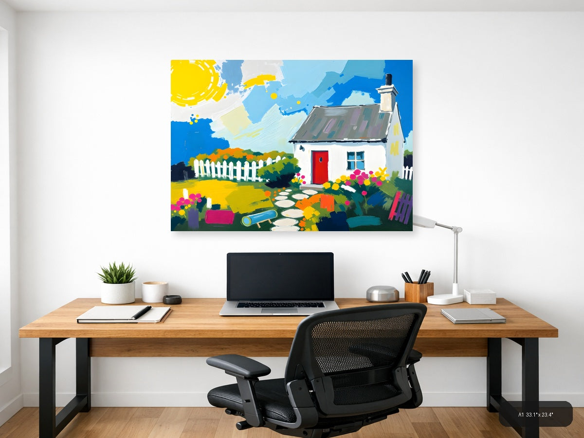 Colorful Cottage Garden Abstract Landscape Wall Art — A1 / Office