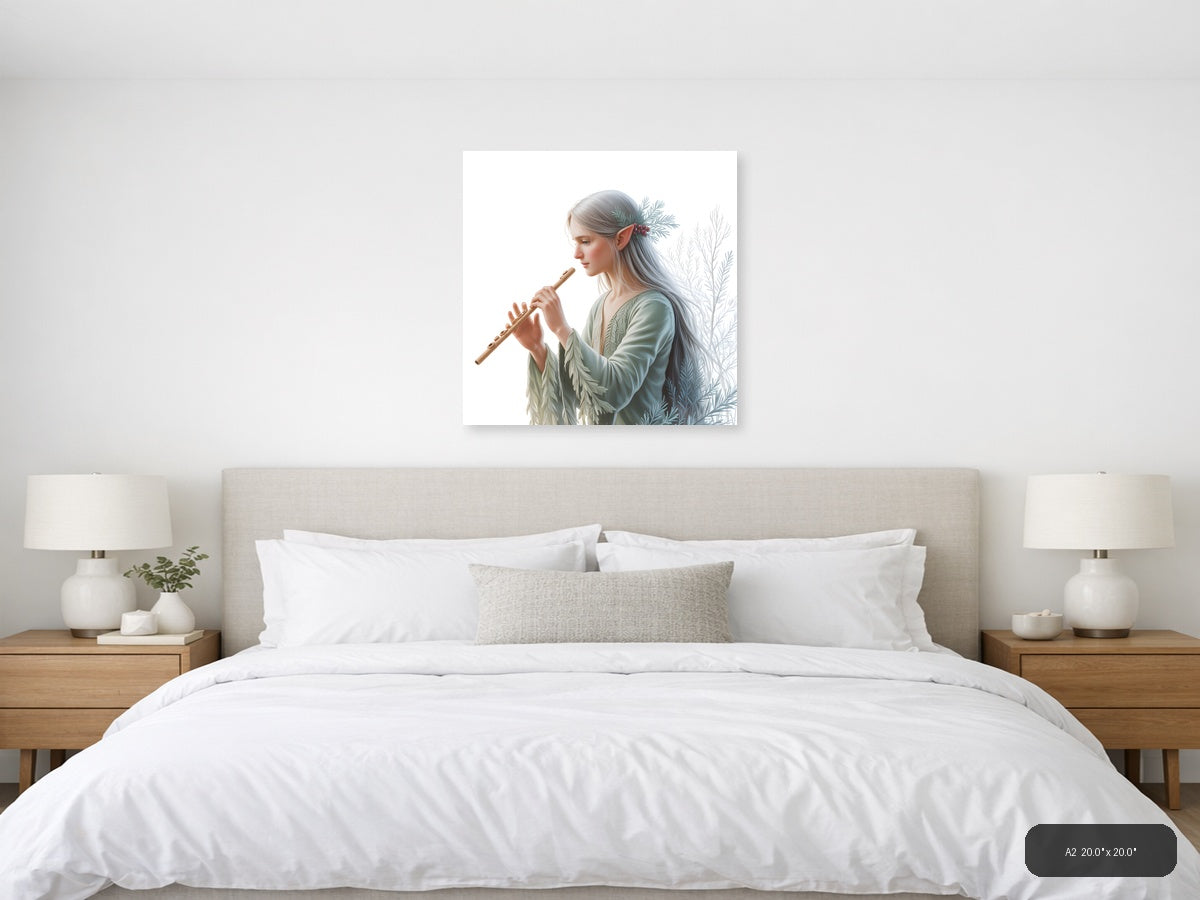 Elf Flute Player Minimalist Wall Art — A2 / Bedroom