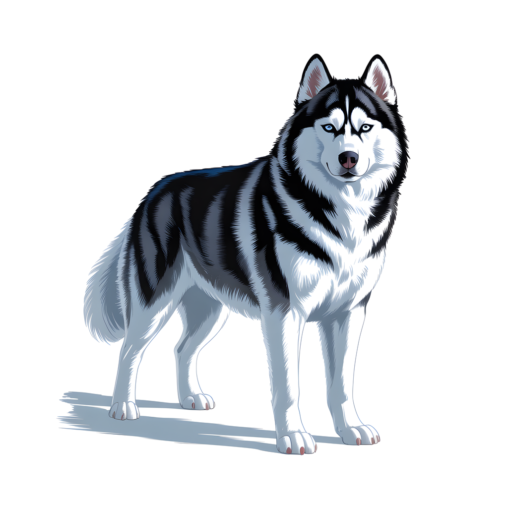 Husky Portrait with Blue Eyes - Minimalist Wall Art