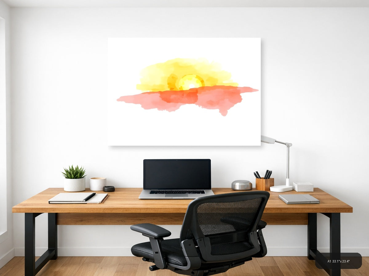 Sunrise Desert Landscape Watercolor Wall Art — A1 / Office